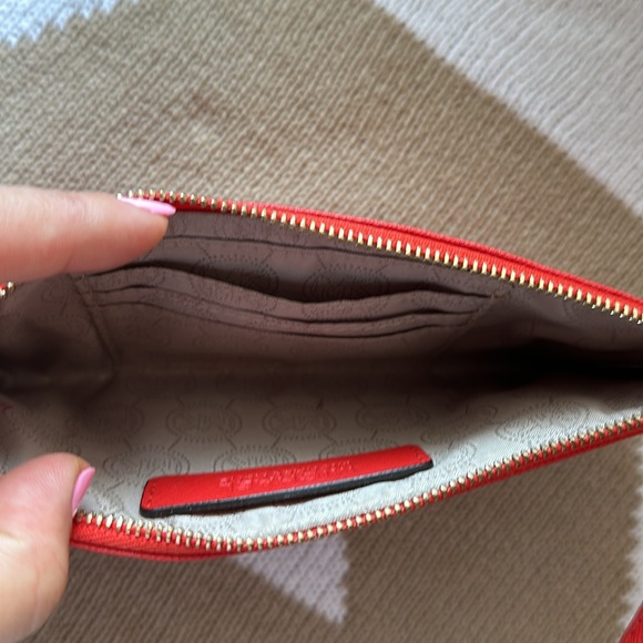 Michael Kors Studded Leather Mini Wristlet Clutch Orange color - Picture 3 of 6